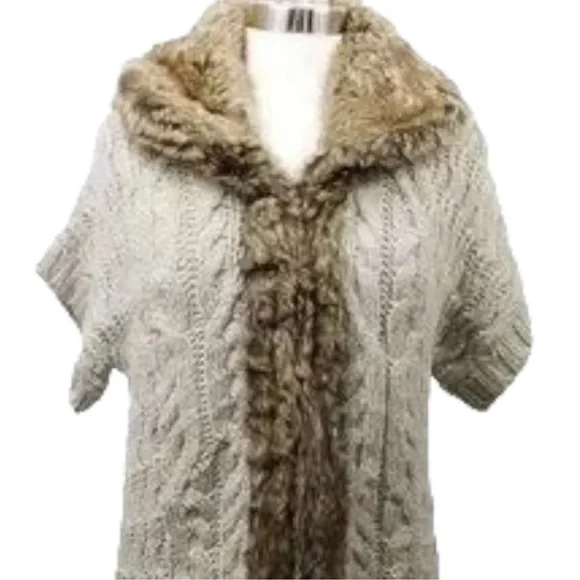 Apt. 9 Wool Blend Faux Fur Cable Knit Cardigan – Women’s Large | EUC! - Picture 8 of 8